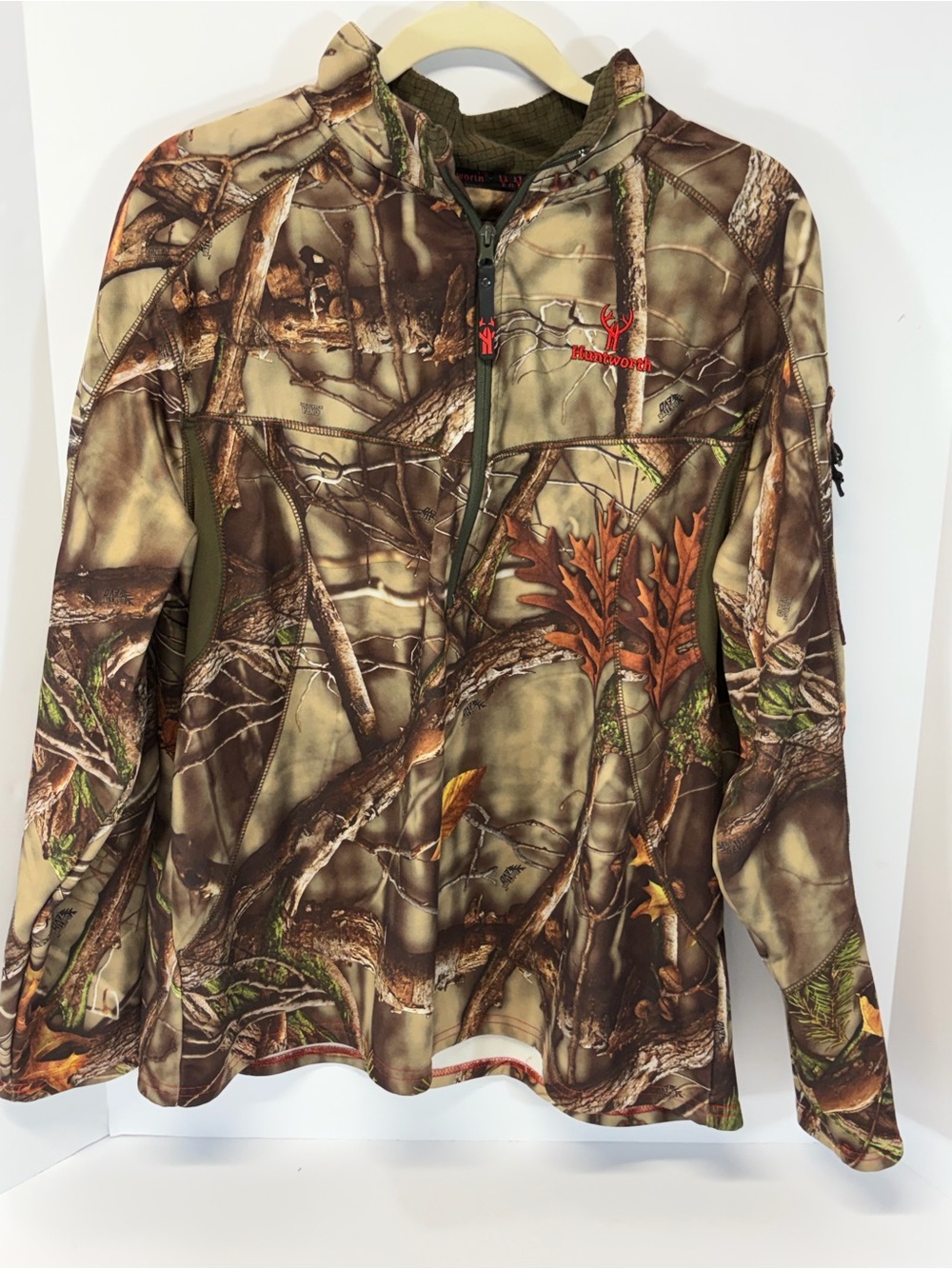 Huntworth Camo 1/4 Zip Fleece Pullover Mens Large OakTree EVO Hunting Top L